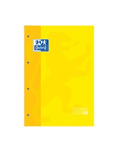 Recharge de cahiers collés Oxford School Classic A4, 80 feuilles, quadrillage 5x5, boîte couleur couverture, couverture jaune