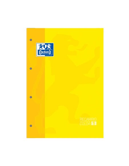 Recharge de cahiers collés Oxford School Classic A4, 80 feuilles, quadrillage 5x5, boîte couleur couverture, couverture jaune