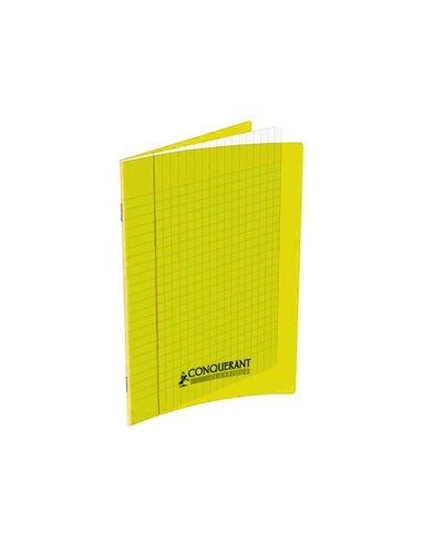 Cahier conquérant polypropylène a5+ 17x22cm 140 pages 90g séyès coloris jaune.