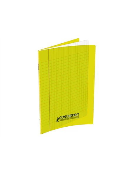 Cahier conquérant polypropylène a5+ 17x22cm 140 pages 90g séyès coloris jaune.