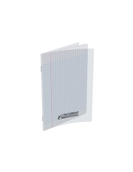 Cahier conquerant polypropylene indechirable et lavable 17x22 cm 140 pages piqure 90g seyes incolore.