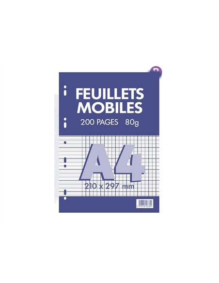 Feuillets mobiles conquerant 21x29,7 cm 200 pages seyes 80g.