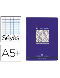 Cahier d'écriture piqué conquérant usage scolaire couverture vernie carte couchée a5+ 17x22cm 96 pages 90g séyès.