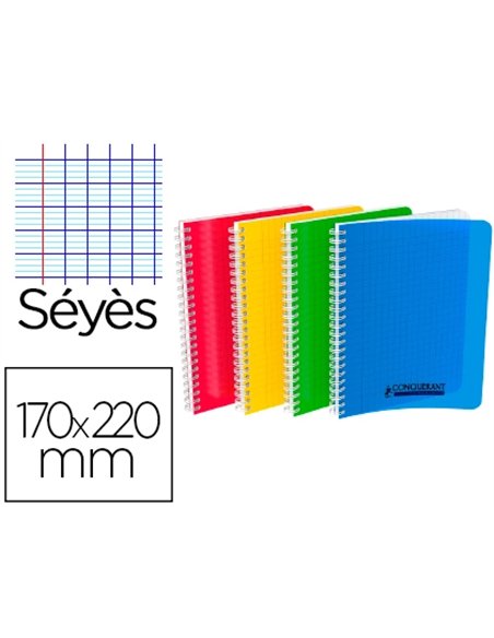 Cahier conquérant classique reliure intégrale couverture polypropylène a5+ 17x22cm 100 pages 90g séyès.