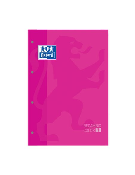 Recharge de cahiers collés Oxford School Classic A4, 80 feuilles, quadrillage 5x5, couleur de couverture : fuchsia