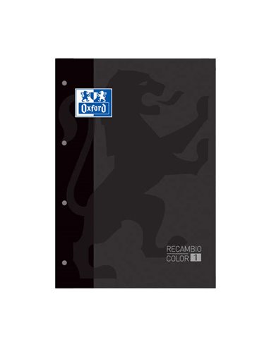 Recharge de cahiers collés Oxford School Classic A4, 80 feuilles, quadrillage 5x5, boîte couleur couverture, couverture noire