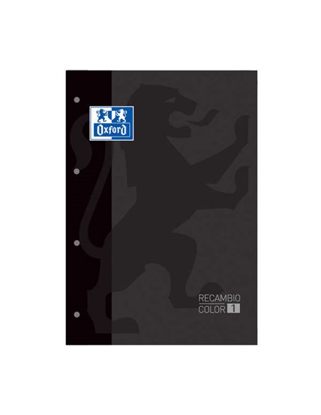 Recharge de cahiers collés Oxford School Classic A4, 80 feuilles, quadrillage 5x5, boîte couleur couverture, couverture noire