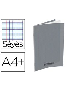 Cahier agrafé conquérant polypropylène a4+ 24x32cm 48 pages séyès 90g coloris gris.