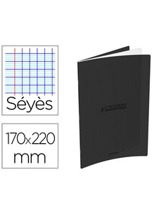Cahier pique conquerant classique special deficient visuel polypro transparent 170x220mm 96p 90g s2,5mm noir.
