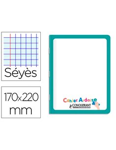 Cahier pique conquerant ardoise recto blanc verso grands carreaux couv carte pelliculee lavable 170x220mm 48p 90g.