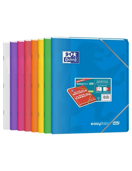Cahier a rabats oxford easybook max agrafe couverture polypropylene 24x32cm 96p 90g reglure seyes.