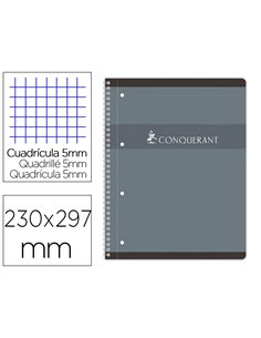 Cahier conquerant 7 integrale et 4trous 230x297 160p 70g q5/5 gris.