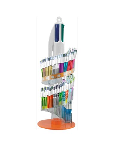 Coffret de 216 stylos à bille rétractables Bic 4 couleurs - Pointe moyenne 1,0 mm - Encre à base d'huile - 4 couleurs - Modèles 