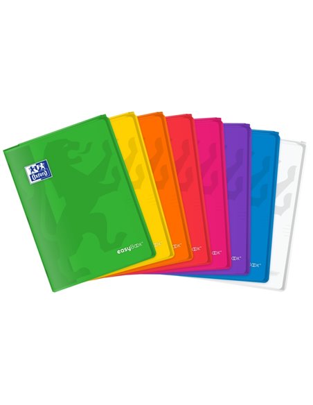 Cahier agrafé Oxford Easybook A4 - Couverture plastique résistante - 1 ligne avec 2 marges - 48 feuilles de papier de haute qual