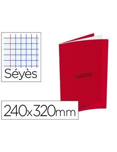 Cahier conquerant classique agrafe 240x320mm 96 pages seyes 90g couverture carte recyclee coloris rouge.