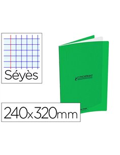 Cahier conquerant classique agrafe 240x320mm 96 pages seyes 90g couverture carte recyclee coloris vert.