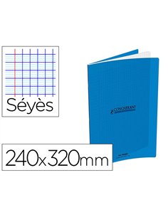 Cahier conquerant classique agrafe 240x320mm 96 pages seyes 90g couverture carte recyclee coloris bleu.