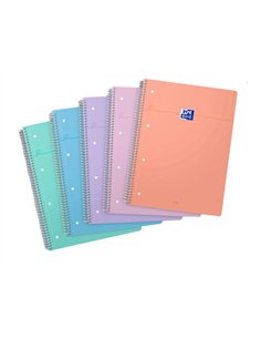 Cahier oxford smart spirale et 4 trous 230x297 160p optik paper q5x5 coloris pastel assortis.