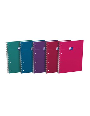 Cahier oxford smart spirale 4 trous 230x297mm 160 pages optik paper seyes coloris intense assortis lot 20.