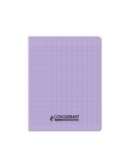 Cahier conquerant poplypropylene papier velin extra pastel 17x22 cm 96 pages piqure 90g seyes lila.