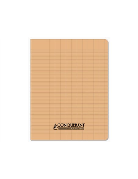 Cahier conquerant poplypropylene papier velin extra pastel 17x22 cm 96 pages piqure 90g abricot.