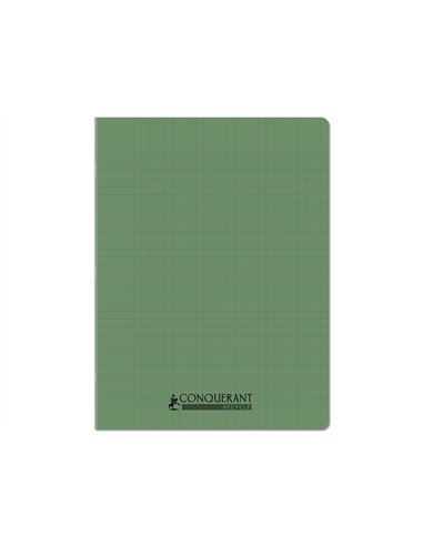 Cahier conquerant poplypropylene indechirable et lavable recycle 24x32 cm 96 pages seyes piqure 90g.