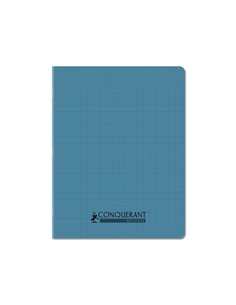 Cahier conquerant poplypropylene recycle indechirable et lavable 17x22 cm 96 pages seyes bleu.