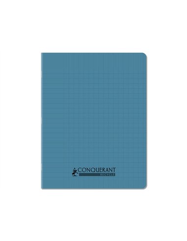 Cahier conquerant poplypropylene recycle indechirable et lavable 17x22 cm 96 pages seyes bleu.