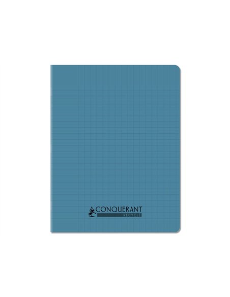 Cahier conquerant poplypropylene recycle indechirable et lavable 17x22 cm 96 pages seyes bleu.