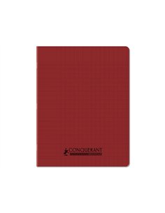 Cahier conquerant poplypropylene recycle indechirable et lavable 17x22 cm 96 pages seyes rouge.