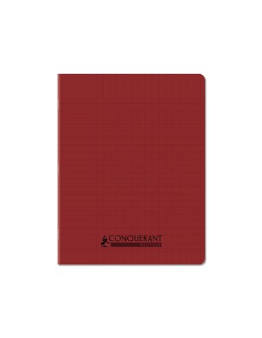 Cahier conquerant poplypropylene recycle indechirable et lavable 17x22 cm 96 pages seyes rouge.
