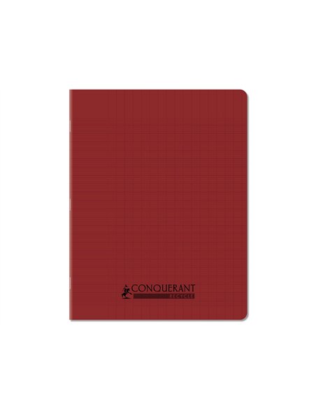 Cahier conquerant poplypropylene recycle indechirable et lavable 17x22 cm 96 pages seyes rouge.