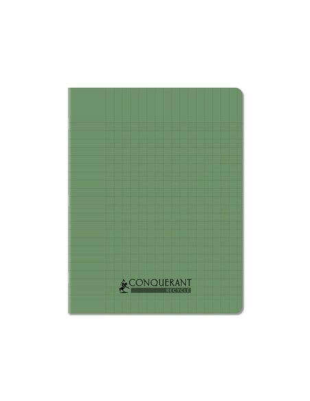 Cahier conquerant poplypropylene recycle indechirable et lavable 17x22 cm 96 pages seyes vert.