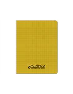 Cahier conquerant poplypropylene recycle indechirable et lavable 17x22 cm 96 pages seyes jaune.
