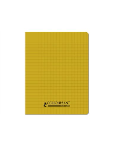 Cahier conquerant poplypropylene recycle indechirable et lavable 17x22 cm 96 pages seyes jaune.