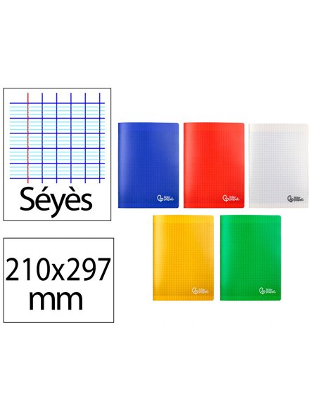 Cahier piqure liderpapel couverture pp 210x297mm 96p seyes coloris assortis lot 10 unites.