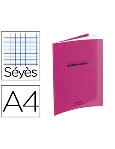 Cahier piqué conquérant classique couverture polypropylène rigide transparente a4 21x29,7cm 96 pages 90g séyès violet.