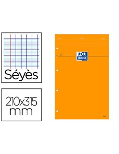 Bloc oxford orange a4 papier optik paper extra-blanc 80g couverture carte enduite 21x31,5cm 80 feuilles perforées séyès.