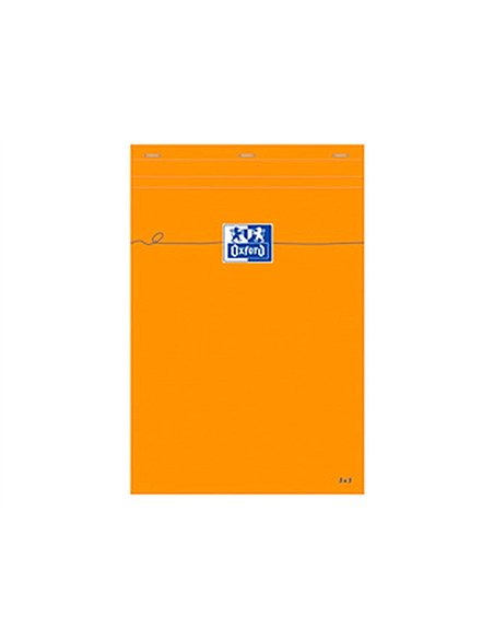 Bloc bureau oxford a4+ papier vélin surfin agrafé en tête couverture enveloppante 210x320mm 80f 80g 5x5mm coloris orange.