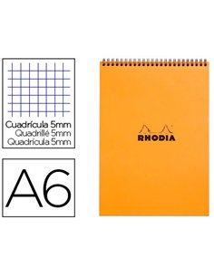 Bloc rhodia classic orange a6 10.5x14.8cm couverture carte enduite reliure intégrale 80f 80g 5x5mm microperforé.