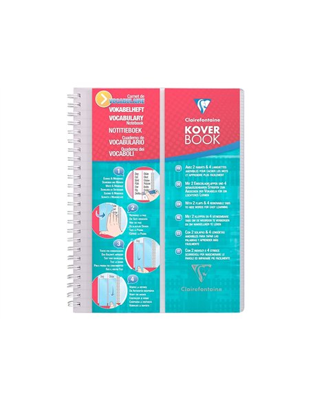 Carnet vocabulaire clairefontaine kover book reliure intégrale couverture pp 2 rabats a5 14,8x21cm 100 pages 90g ligné.