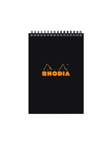 Bloc rhodia classic black a5 14.8x21cm couverture carte enduite reliure intégrale 80f 80g 5x5mm microperforé.