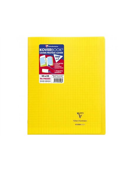 Cahier pique clairefontaine koverbook couverture polypropylene 24x32cm 96 pages 90g seyes coloris jaune.
