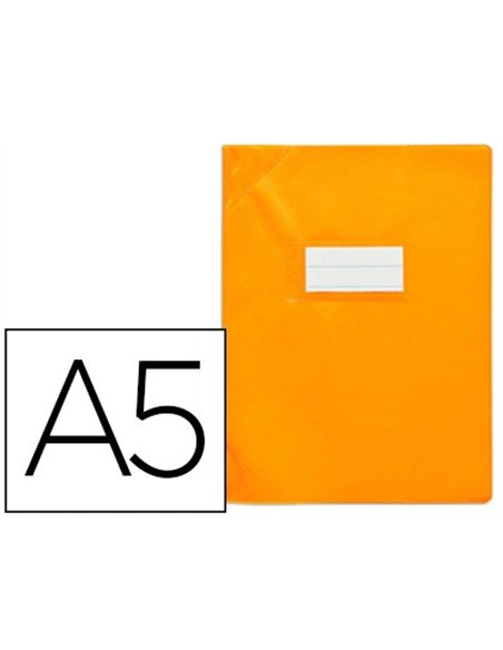 Protège-cahier elba strong line pvc cristal 15/100e sans phtalates coins renforcés a5+ 170x220mm coloris orange opaque.