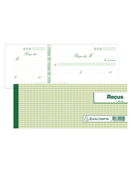 Carnet à souche exacompta reçus 165x105mm 50 feuillets prédécoupés 95g papier chèque amagnétique.