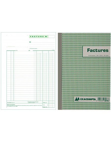 Manifold autocopiant exacompta factures tva a4 210x297mm foliotage 50 duplis.