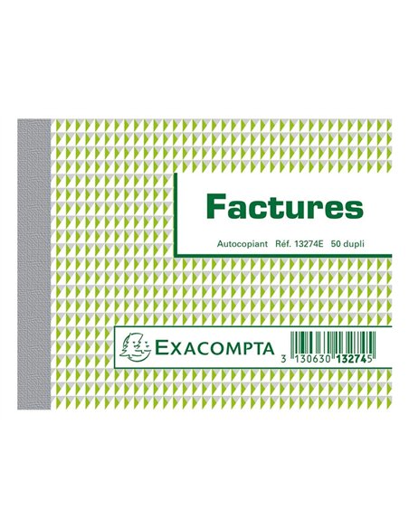 Manifold autocopiant exacompta factures 105x135mm foliotage 50 duplis.