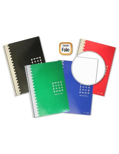 Cahier à spirales doré Folio 80 feuilles 60 g/m² 1 ligné - Marges marquées - Couverture extra rigide - Couleurs assorties