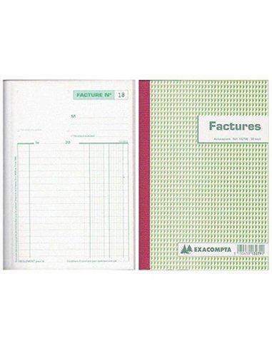 Manifold autocopiant exacompta factures a4 210x297mm foliotage 50 duplis.