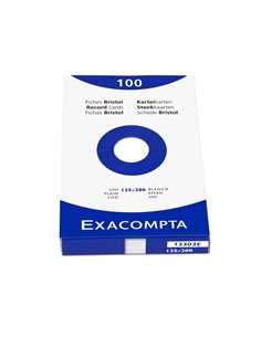 Etui de 100 fiches exacompta bristol blanc uni non perforee 125x200mm. 2